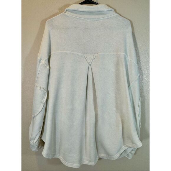 Jacks Surfboards Off White Women's Distressed Button Up Shacket Medium - Picture 3 of 9